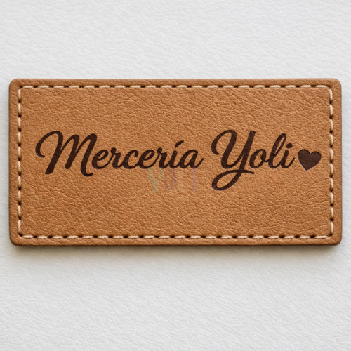 Producto - Etiquetas Ecocuero 4x2 cm Personalizadas Láser Pack 100 Unidades