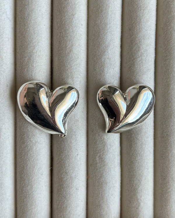 Producto - Aros tendencia corazón de acero blanco