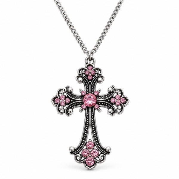 Producto - collar cruz rosa  col-cro