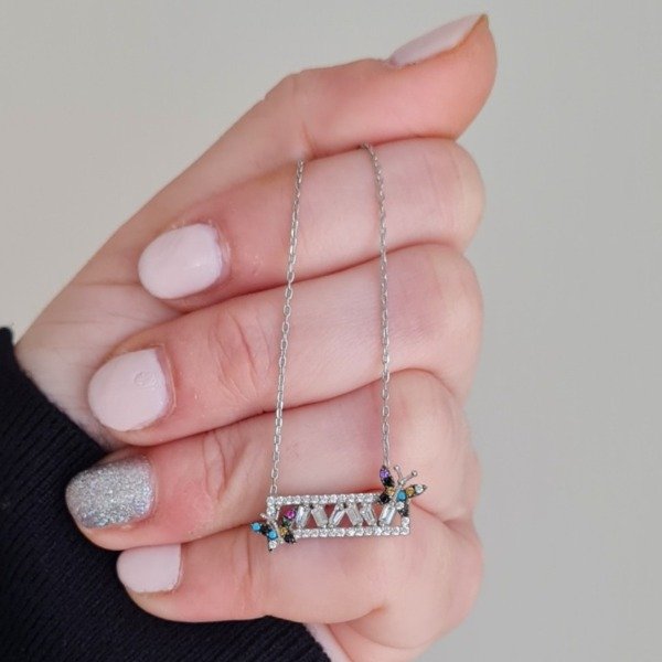 Producto - Cadena rectangulo con mariposas