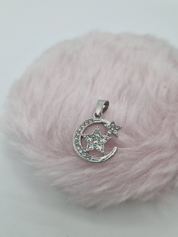 Producto - Dije acero quirurgico luna estrella strass