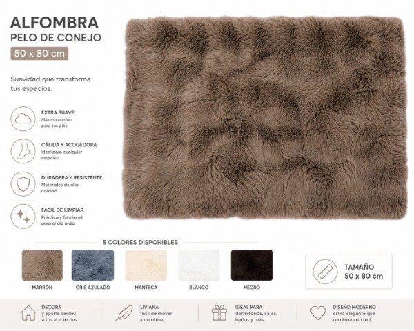 Producto - Alfombra Felpudo Super Sueve Pelo Zorro 80x50cm - 1