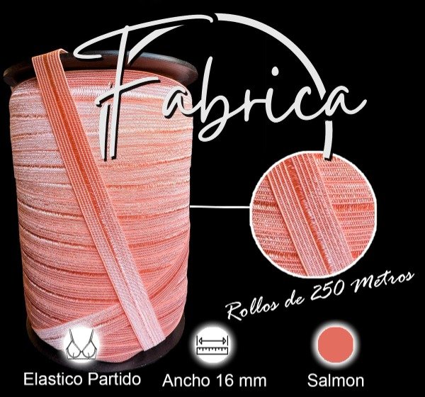 Producto - Envivado o Elástico Partido Salmón 16mm (rollo)