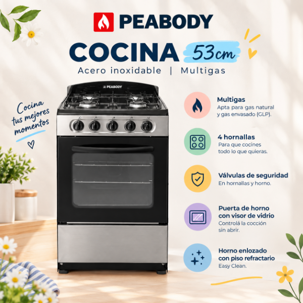 Producto - COCINA PEABODY 53CM INOX MULTIGAS