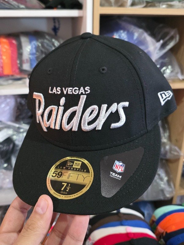 Las vegas raiders script low profile new era 59fifty talle 7 1/2