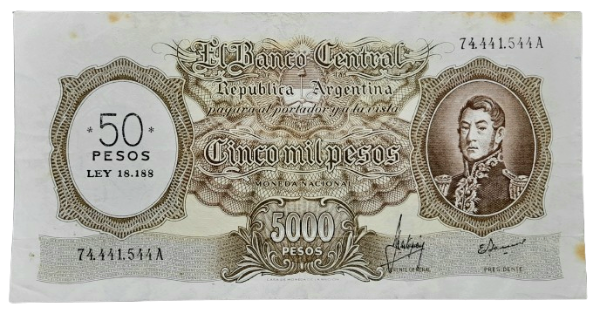 Producto - 5000 Pesos Resellado a 50 Pesos Ley P.285 (Mastropierro - Ianella) Bott.2217 VF