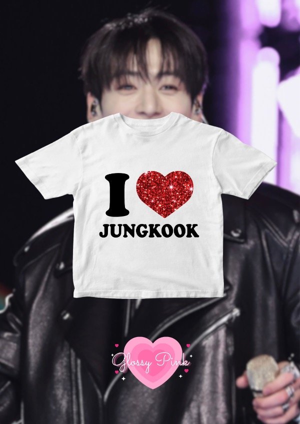 Producto - Baby Tee I Love Jungkook - VINILO TEXTIL GLITTER