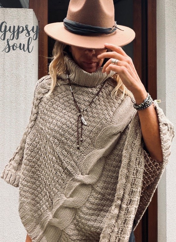 Producto - Poncho ochos Camel