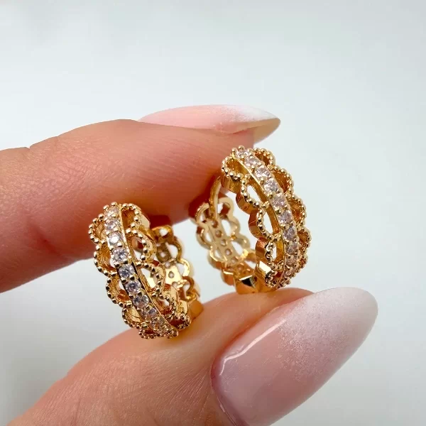 Producto - Argollas Dorada Rush - piedra blanca