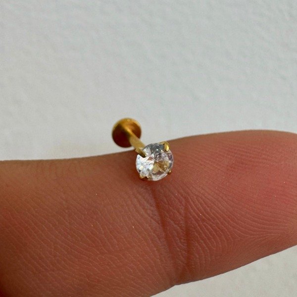 Producto - PIERCING DORADO ROSCA INTERNA CHISPA BLANCA 4MM