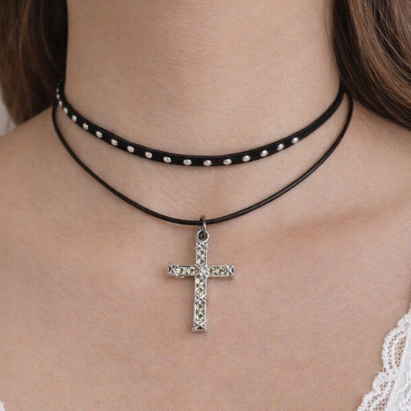 Producto - Shoker Collar Gargantilla Dije Cruz cristales