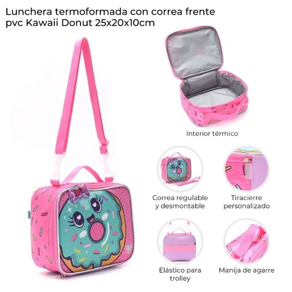Producto - LUNCHERA TERMOFORMADA CON CORREA KAWAII DONUT  43083