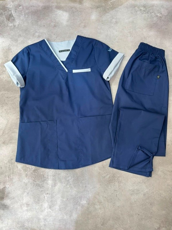 Producto - AMBO INDIGO SPANDEX (Azul detalle Celeste) - 1