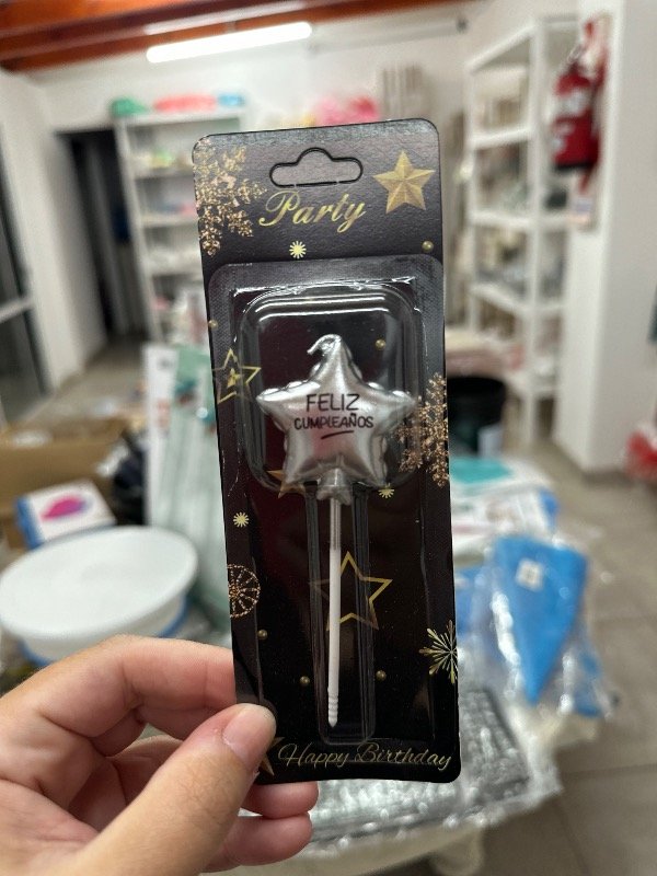 Producto - VELA GLOBO ESTRELLA FELIZ CUMPLEAÑOS PLATA