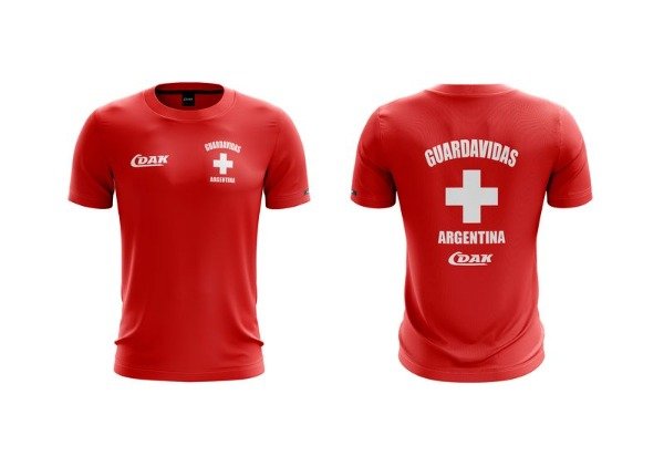 Producto - REMERA MANGAS CORTAS GUARDAVIDAS ALGODON - ROJA NUEVA - DAK