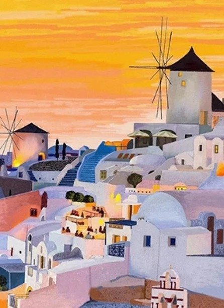Producto - Kit De Pintura Con Diamantes Diamond Painting 50x65cm - Santorini Grecia