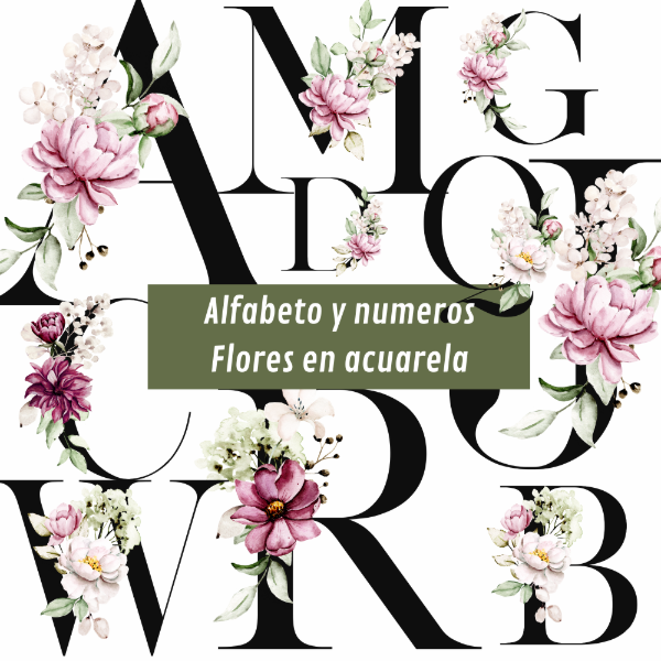 Producto - Alfabeto y números - Flores en Acuarela - AL27