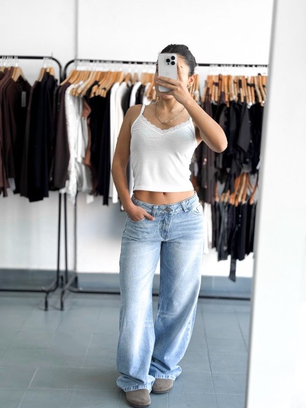 Producto - Jean Wide Leg Avril tiro bajo celeste