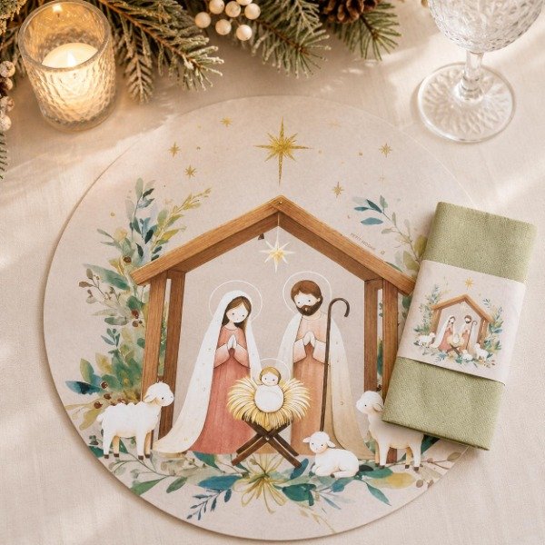 Producto - Set Platos De Sitio Papel + Porta Servilletas X 24 Unid. Navidad - 9
