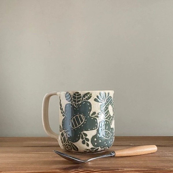 Producto - Taza Flor verde extra grande - Entrega inmediata