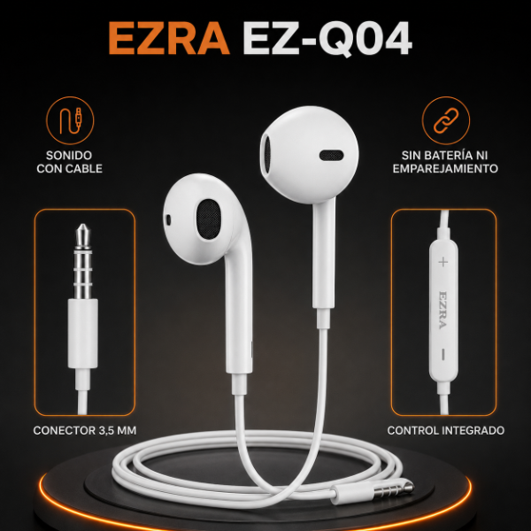 Producto - Auricular Ezra Manos Libres Control de Volumen Tipo C EZ-Q06. - 1