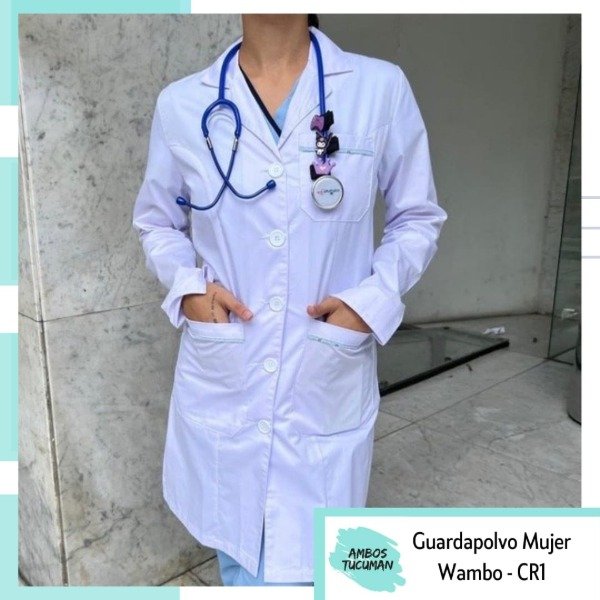 Producto - Guardapolvo Mujer Wambo CR1 Detalle Celeste