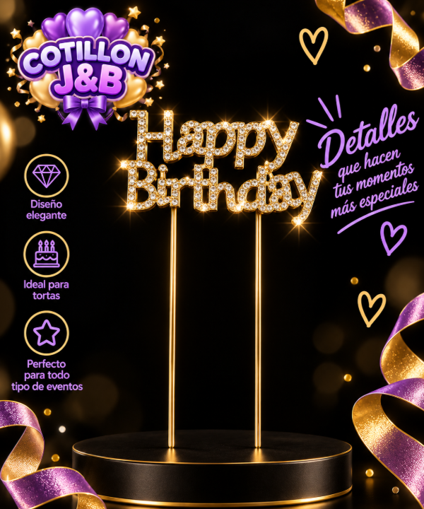 Producto - happy birthday metal dorado