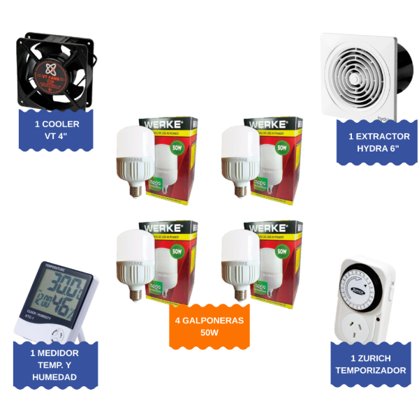 Producto - KIT INDOOR PARA 60X60 CON GALPONERA 50 X4 (SIN CARPA)