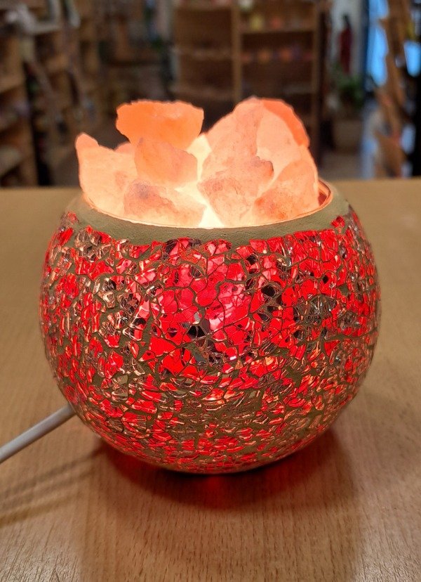 Producto - Lampara de Sal Fanal Vidrio Agrietado Rojo