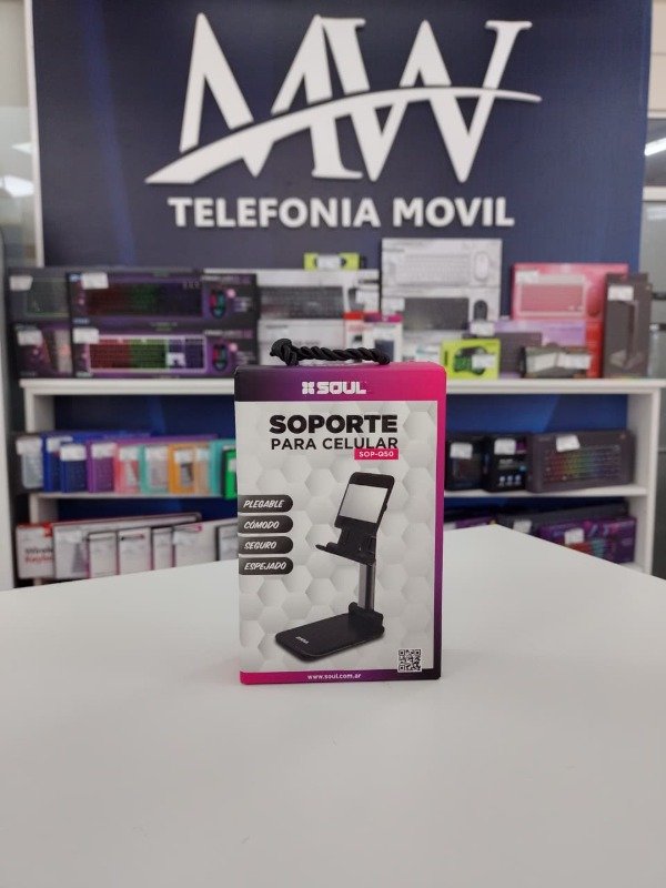 Producto - Soporte Escritorio Plegable Metal Celular C/Espejo Soul SOP-Q50