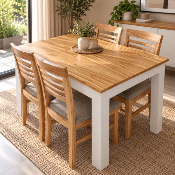 Juego de comedor Fijo Combinado Rústico 140x80 - TM MUEBLES