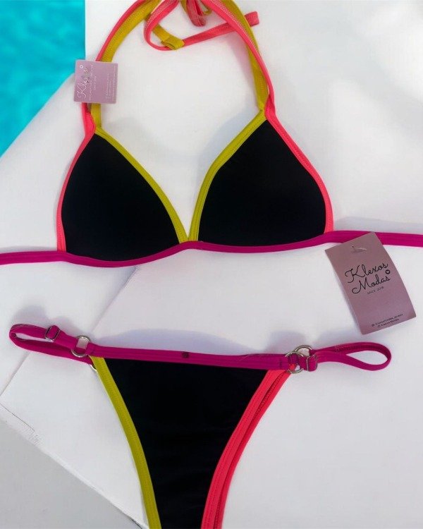 Producto - BIKINI NEGRA CON TIRAS COMBINADAS