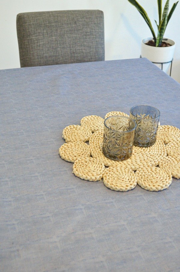 Producto - Mantel Antimanchas Lino Azul Liso PROMO!