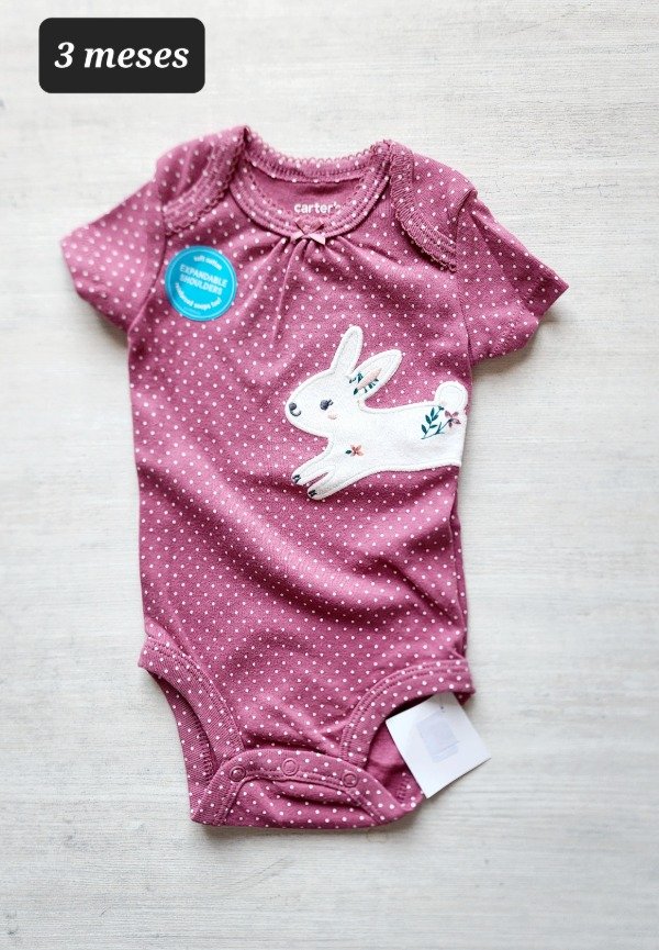 Producto - Body manga corta carters talle 3 meses fuxia conejo