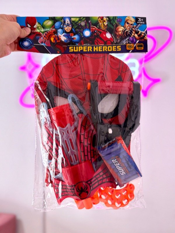 Producto - Spiderma mascara + arma + escudo + balas