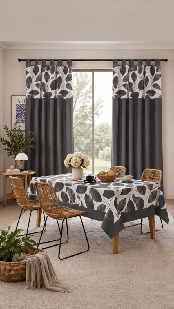 Producto - Combo tropical cortina larga con faldón y mantel - 6