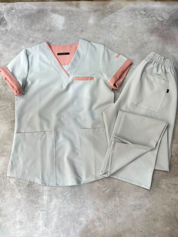 Producto - AMBO INDIGO SPANDEX (Gris perla detalle Rosa) - 0