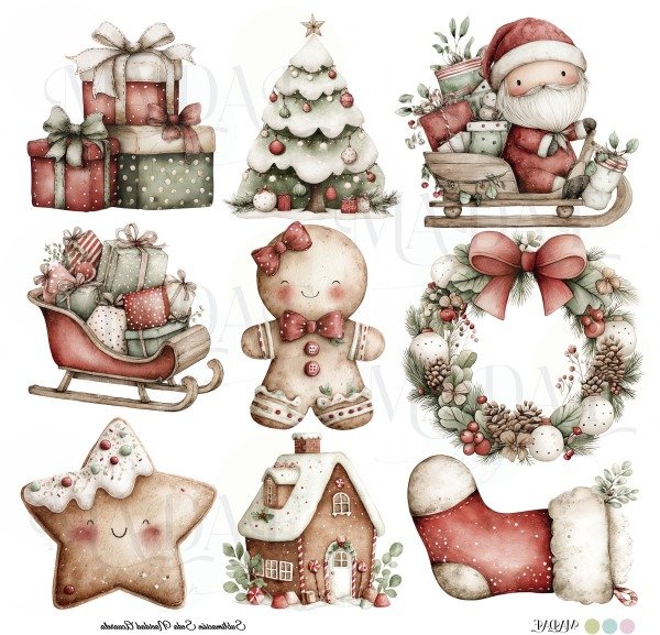 Producto - SUBLIMACIÓN SEDA NAV "NAVIDAD ACUARELA"
