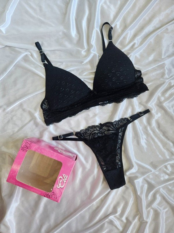 Producto - CONJUNTO TRIANGULITO DE ALGODON CON ENCAJE CELI NEGRO (A38 A)