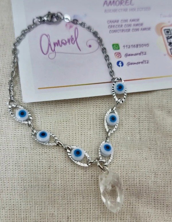 Producto - Pulsera Ojitos y Cuarzo cristal