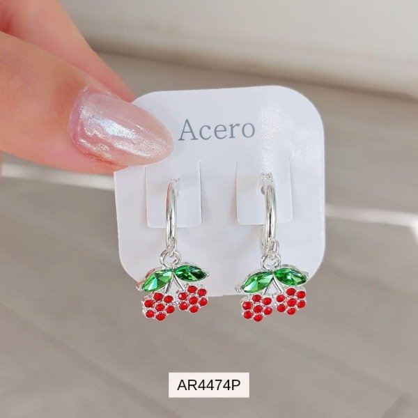 Producto - Aros argolla flor cherry m.pavé