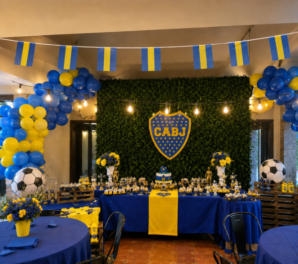 Producto - Guirnalda de Banderines Bandera Boca Juniors Tela Poliéster - 1