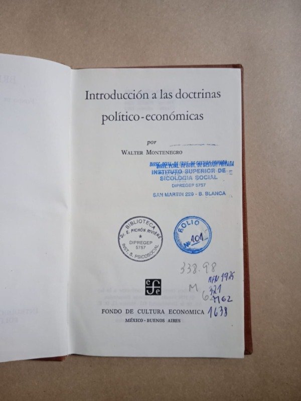 Producto - Introducción a las doctrinas - Walter Montenegro - FCE 1959 - Tapa dura - 1