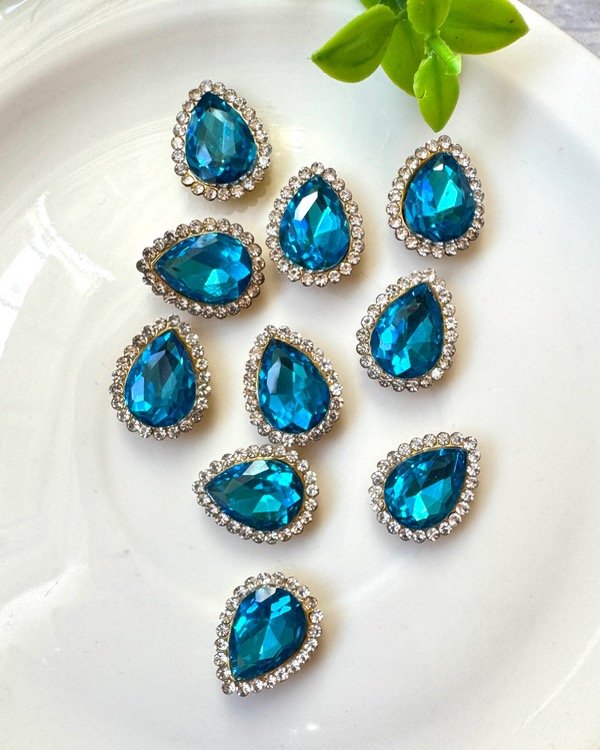 Producto - 10X14 GOTA VIDRIO MULTI-STRASS CELESTE