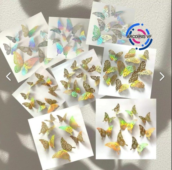 Producto - Pack 12 mariposas caladas metalizadas