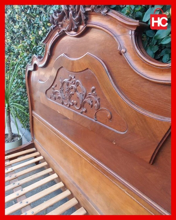 Producto - Cama de 2 plazas estilo Francés Luis XV / Provenzal en madera maciza tallada - 5