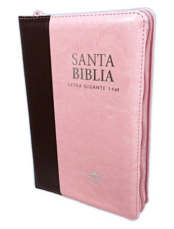 Producto - Biblia Letra Gigante con cierre índice rosa marron