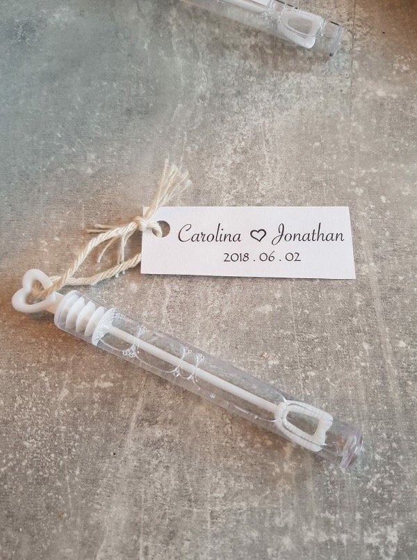 Producto - Mini burbujeros corazón blanco con tarjeta