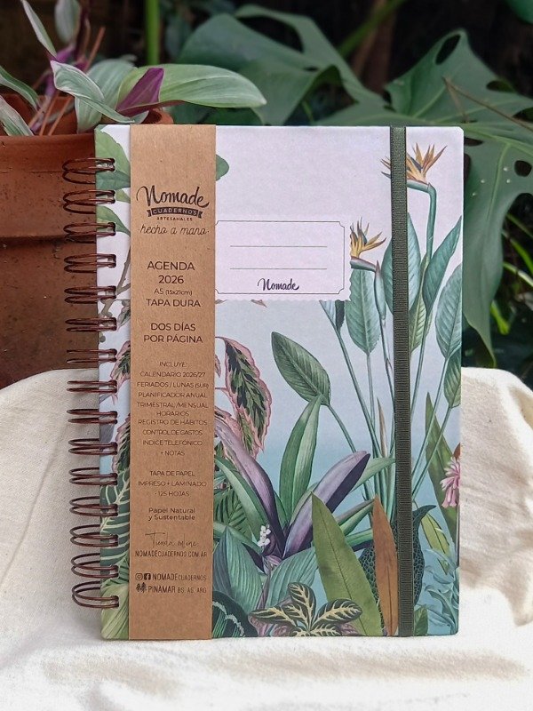 Producto - Agenda 2026 Anillada a5 (15x21cm) Dos días por página - Selva Tropical