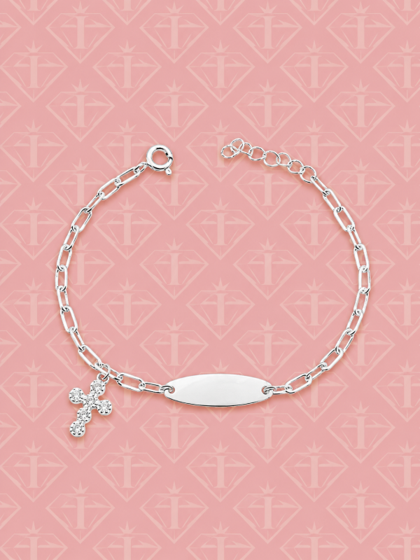Producto - Pulsera para grabar niño cruz 14 + 2 cm